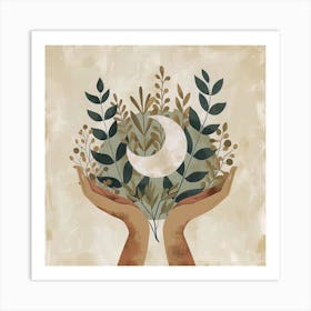 Boho Hand And Moon Art Art Print