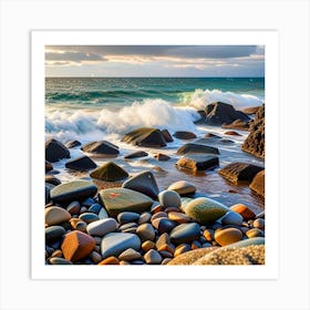 Rocks On The Beach Art Print