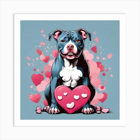 Valentine's Day pitbull Art Print