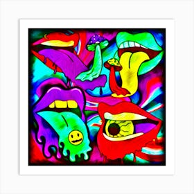 Psychedelic Tongues Of Mischief Art Print