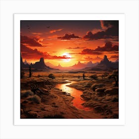 Sunset In The Desert Art Print