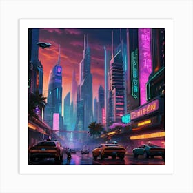 Futuristic Cityscape With Towering Skyscrapers Art Print