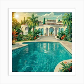 Villa With A Pool Art Print