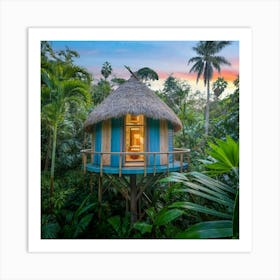 Tree House In The Jungle 1 Art Print