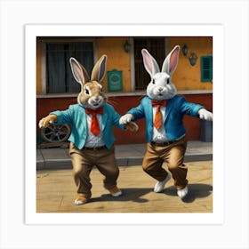 Rabbits In Suits Art Print