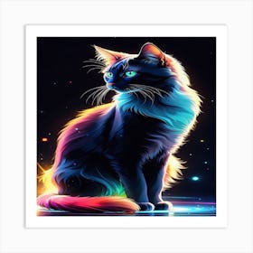 Cat In The Night Sky Art Print