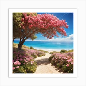 Pink Tree On The Beach 1 Art Print