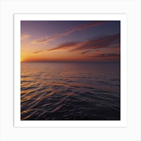 A Stunning Sunset Over A Tranquil Ocean, With The Sky Painted In Shades Of Orange, Pink, And Purple 1 Art Print