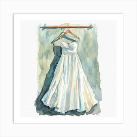 Watercolor Wedding Dress On Hanger 3 Art Print