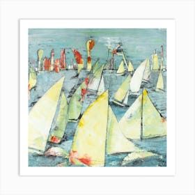  Yellow And Red Sails Square Art Print