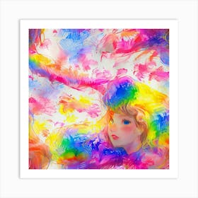 Girl With Rainbow Hair Art Print