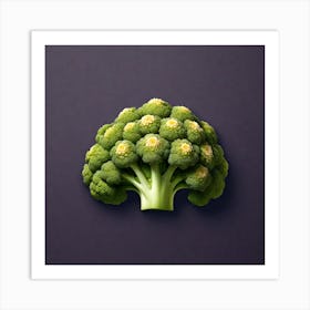 Broccoli On A Purple Background Art Print