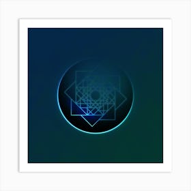 Geometric Neon Glyph on Jewel Tone Triangle Pattern 362 Art Print