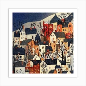 Village In Winter Art Print