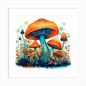 Mushrooms In The Meadow 1 Art Print