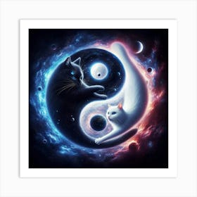 Yin Yang Cats 10 Art Print