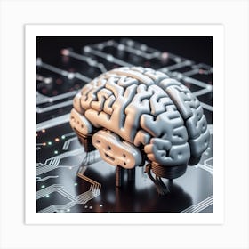 Artificial Brain On Circuit Board Art Print