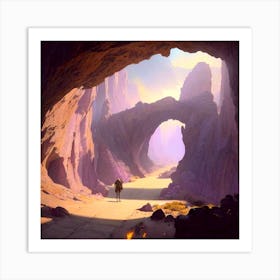 mysterious pathway through desert rocks Art Print