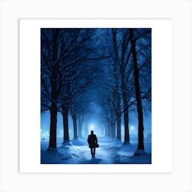 Man Walking In The Snow Art Print