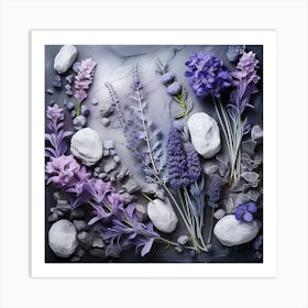 Lavender Flowers On A Grey Background Art Print