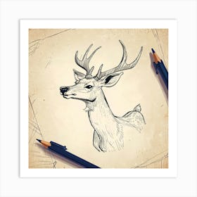 Deer Head 13 Art Print