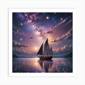 Sailboat In The Night Sky Art Print