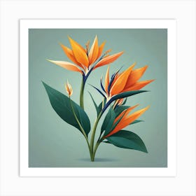 Flower of Bird of Paradise, Vector art 1 Art Print