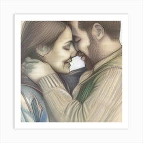 Couple Hugging Art Print