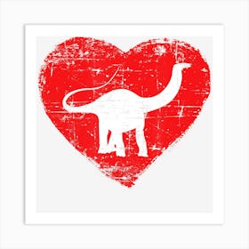 Love Dinosaur Heart Brontosaurus Art Print