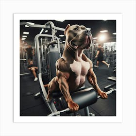 Pit Bull Dog In The Gym Art Print