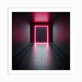 Neon Light In A Dark Hallway Art Print