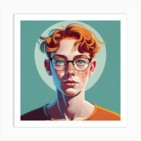 A Teenaged Freckled Male Who Has Red Hair And G Art Print