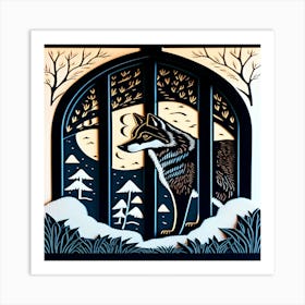 Wolf In A Window Art Print