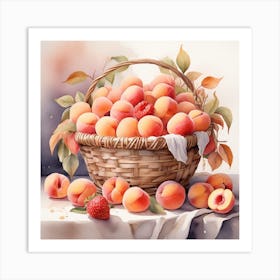 A basket of peaches Art Print