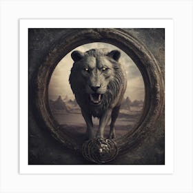 Lion In A Circle Art Print