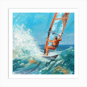 A Windsurfing Oil Painting Illustration 1718707403 4 Art Print