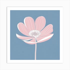 A White And Pink Flower In Minimalist Style Square Composition 112 Art Print