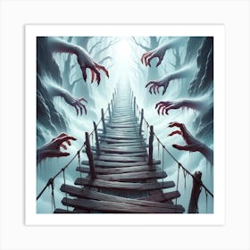 Zombies On A Bridge Art Print