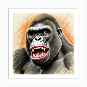 Gorilla Drawing 4 Art Print