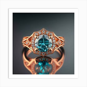 Blue Topaz Engagement Ring 1 Art Print