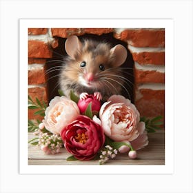 Hamster With Flowers Art Print