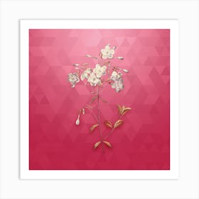 Vintage Phlox Botanical in Gold on Viva Magenta n.0961 Art Print