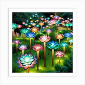 Lotus Flower Garden 1 Art Print