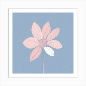 A White And Pink Flower In Minimalist Style Square Composition 197 Art Print