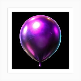 Iridescent Purple Balloon On Black Background Art Print