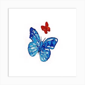 Blue And Red Butterfly Art Print