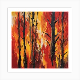 Fire In The Forest 5 Art Print