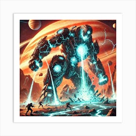 A Sci Fi Depiction Of Zephyros, The Storm Titan, P Art Print