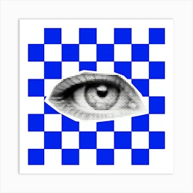 Checkerboard Eye Blue  Art Print