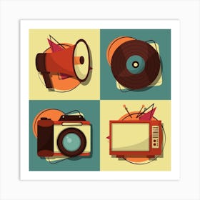 Retro Icon Set Art Print